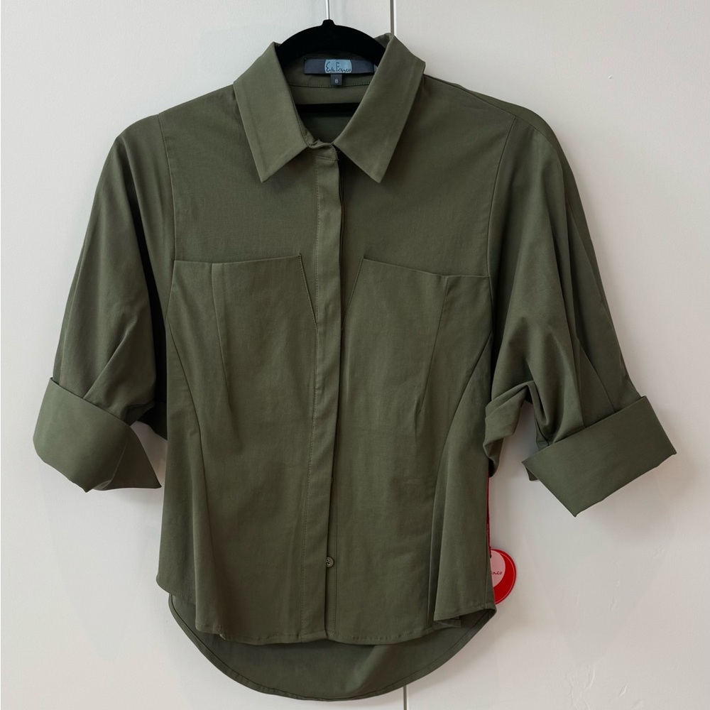 NWT Eva Franco Sibella Shirt Olive Green